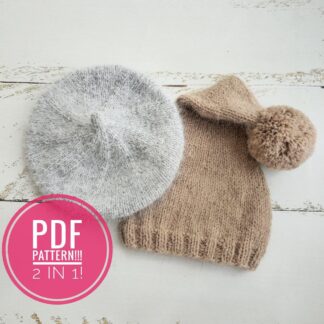 Newborn Knit Beret and Sleepy Hat Pattern (PDF)