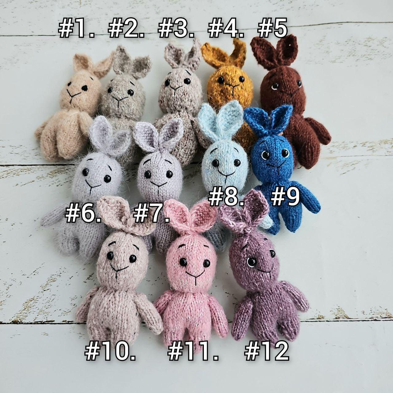Tiny knitted bunnies/ Stuffed toy / Newborn photo props - Image 2