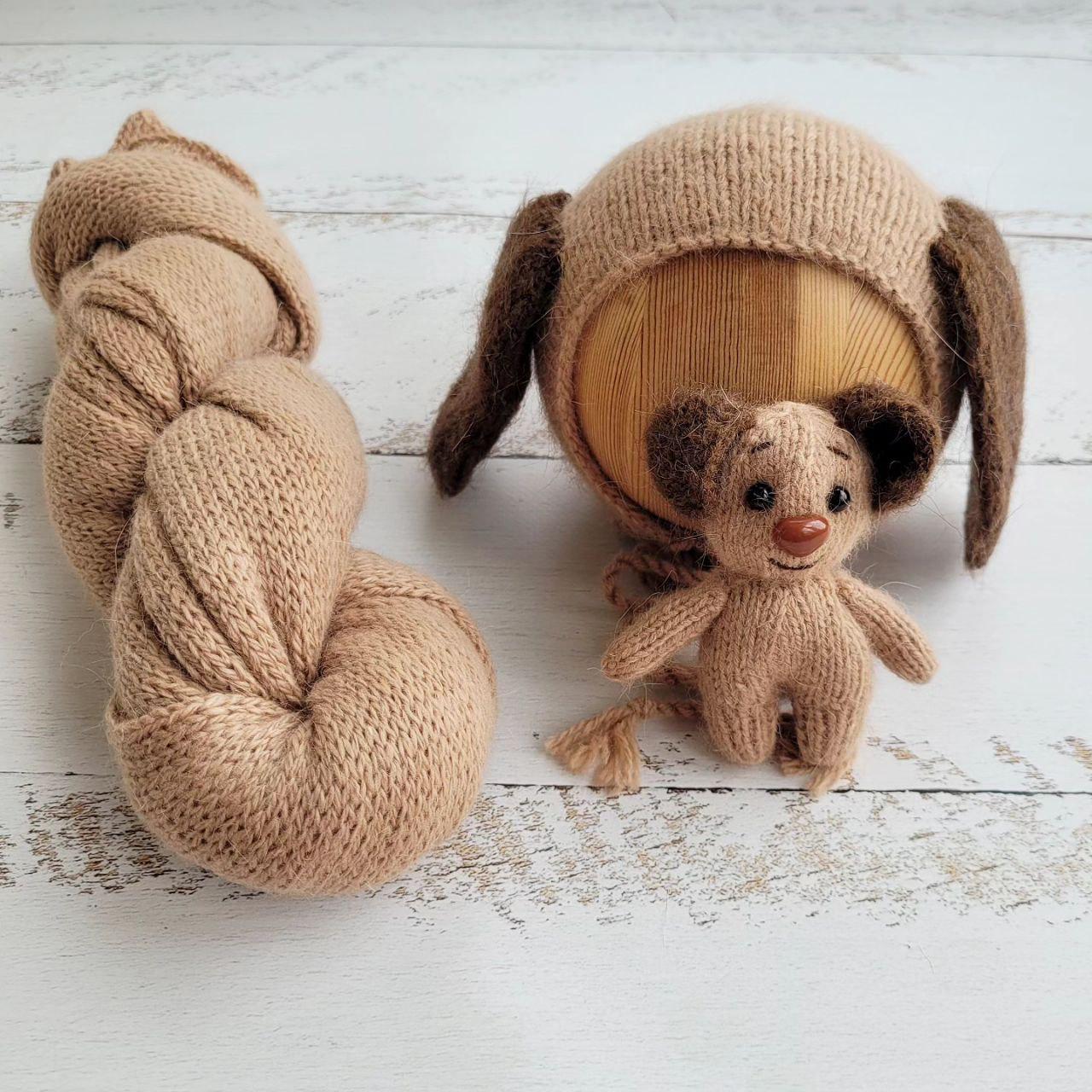 Newborn puppy and romper / dog bonnet / Newborn photo props - Image 2