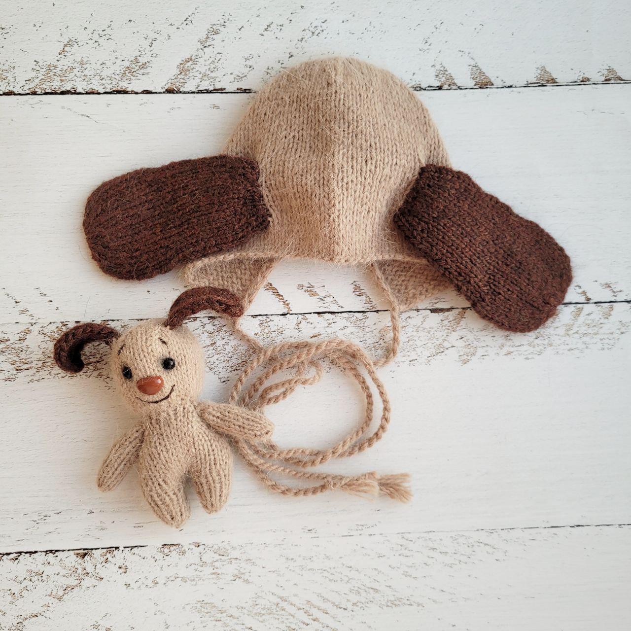 Newborn puppy and romper / dog bonnet / Newborn photo props - Image 4