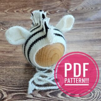 PDF! Zebra newborn knitting bonnet / Animal hat tutorial / Newborn props pattern