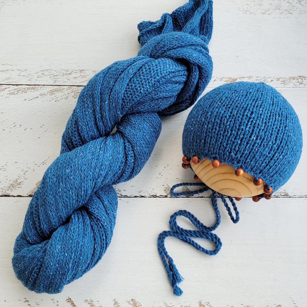 Tweed Newborn Knitted Wrap and Bonnet, Boy girl photo props - Image 6