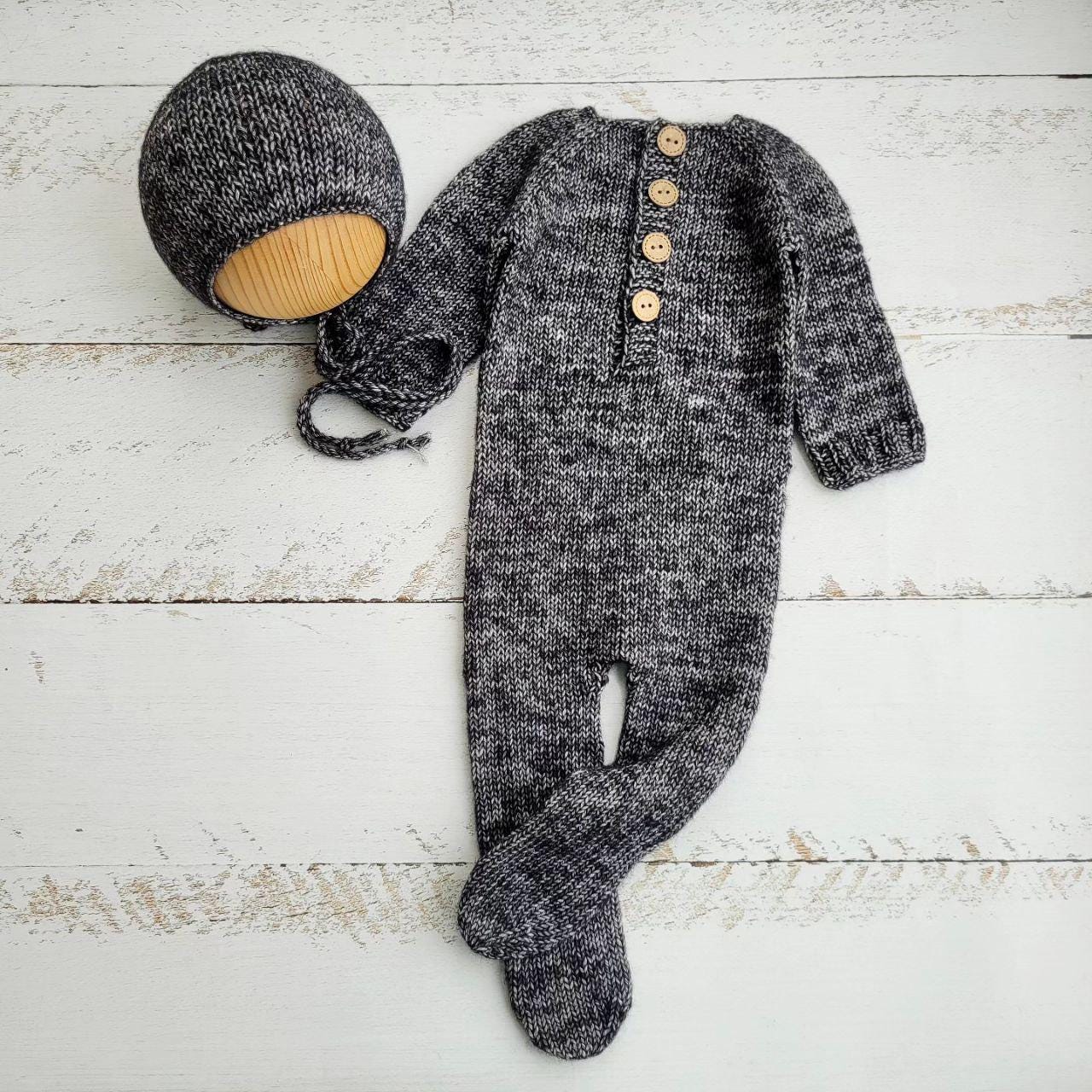 Bat bonnet, romper, wrap, toy. Halloween outfit. Newborn photo props - Image 2