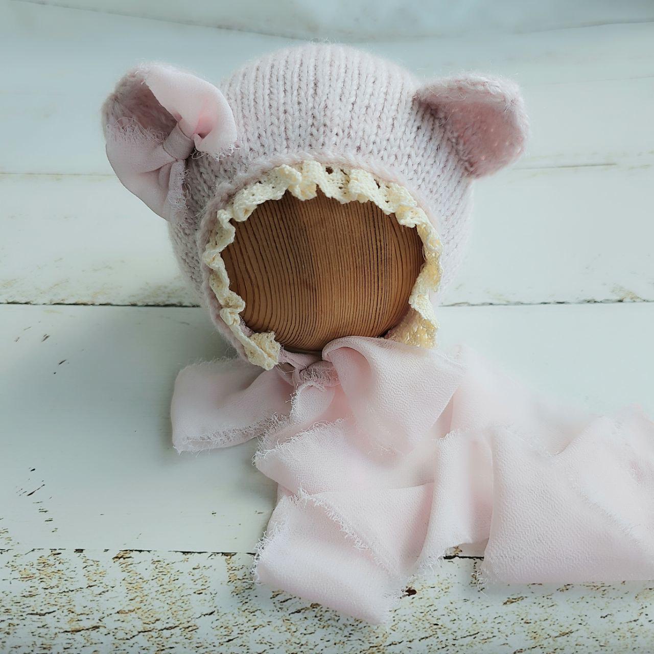 Pale pink bonnet, pants, wrap, Life style outfit/ Newborn photo props - Image 3