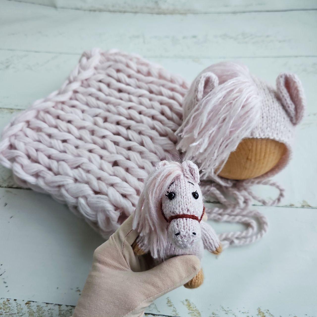 Pale pink bonnet, pants, wrap, Life style outfit/ Newborn photo props - Image 2